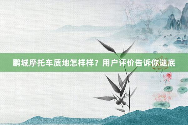 鹏城摩托车质地怎样样？用户评价告诉你谜底