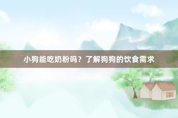 小狗能吃奶粉吗？了解狗狗的饮食需求