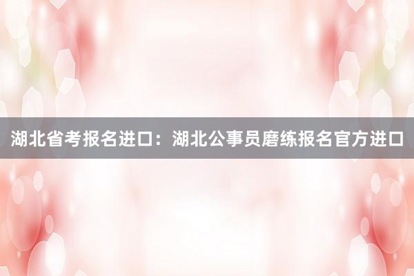湖北省考报名进口：湖北公事员磨练报名官方进口